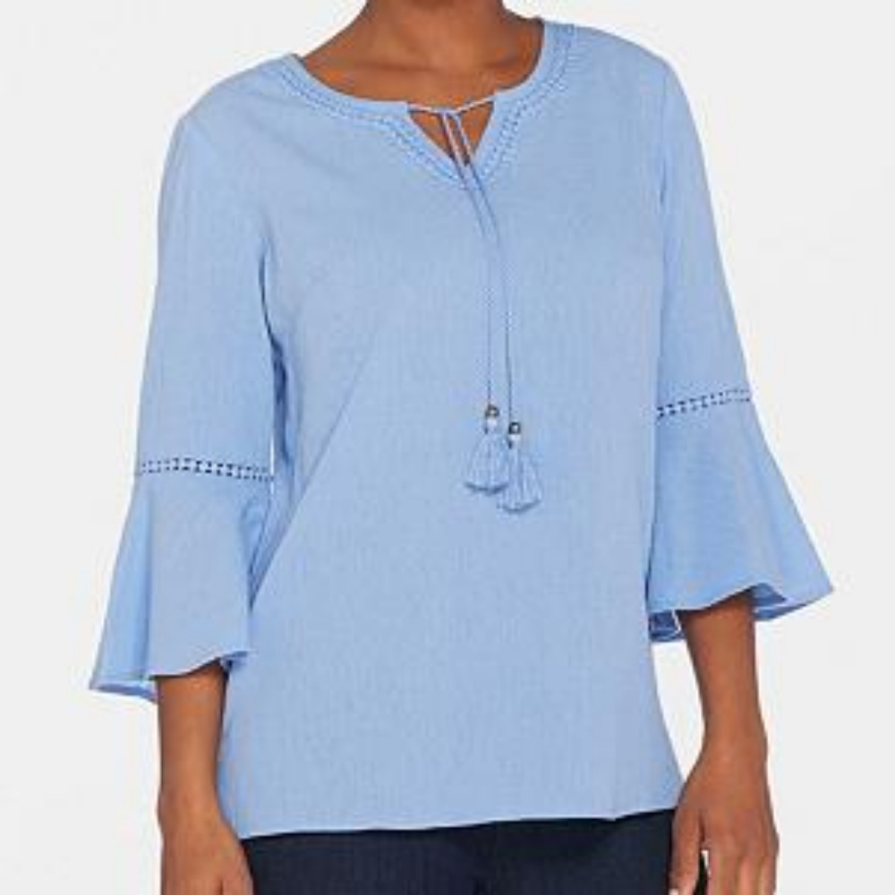 Denim & Co Blue Bell Sleeve Tunic